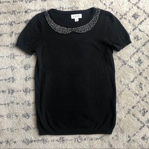 Shortsleeve Sweater with Jewel Collar - XS